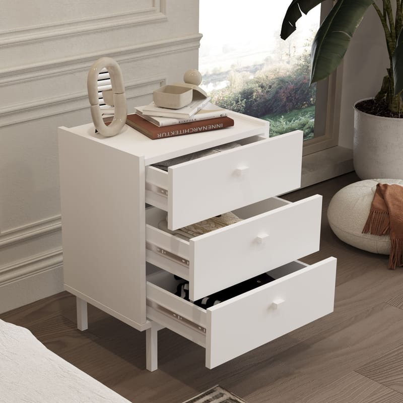 Kamulu Sängbord 47,9x63,5x36,8 cm - Vit - Möbler - Bord & matgrupp - Avlastningsbord & sidobord - Sängbord & nattduksbord