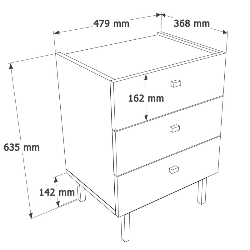 Kamulu Sängbord 47,9x63,5x36,8 cm - Vit - Möbler - Bord & matgrupp - Avlastningsbord & sidobord - Sängbord & nattduksbord