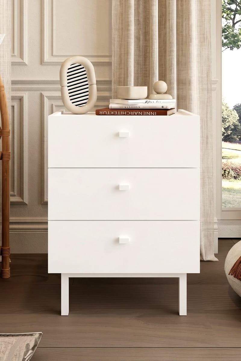 Kamulu Sängbord 47,9x63,5x36,8 cm - Vit - Möbler - Bord & matgrupp - Avlastningsbord & sidobord - Sängbord & nattduksbord
