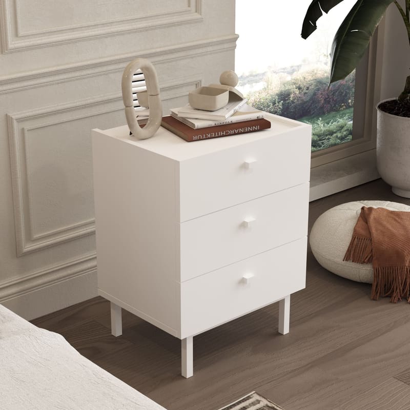 Kamulu Sängbord 47,9x63,5x36,8 cm - Vit - Möbler - Bord & matgrupp - Avlastningsbord & sidobord - Sängbord & nattduksbord
