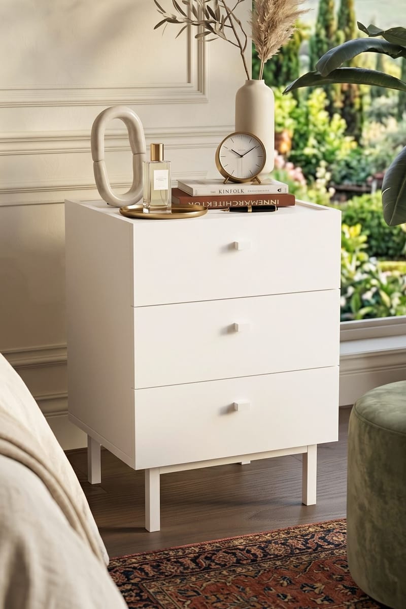 Kamulu Sängbord 47,9x63,5x36,8 cm - Vit - Möbler - Bord & matgrupp - Avlastningsbord & sidobord - Sängbord & nattduksbord
