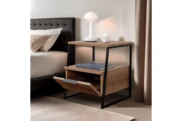 Kavilash Sängbord & Nattduksbord 45 cm med Trä- och Valnötsutseende, Förvaring med Låda - Brun - Möbler - Bord & matgrupp - Avlastningsbord & sidobord - Sängbord & nattduksbord