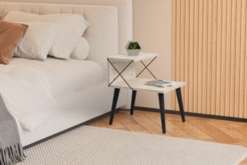 Kaysie Sängbord 50 cm - Svart/Marmor - Möbler - Bord & matgrupp - Avlastningsbord & sidobord - Sängbord & nattduksbord