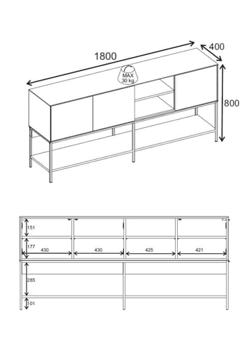 Kenvor Konsol 180x80x40 cm - Antracit, Wood Black, Svart - Möbler - Bord & matgrupp - Avlastningsbord & sidobord - Konsolbord & hallbord