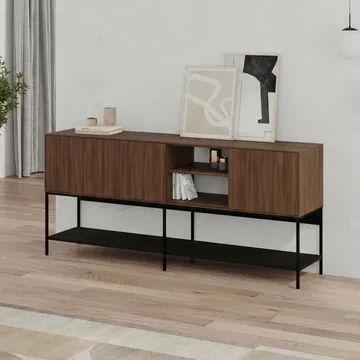 Kenvor Konsol 180x80x40 cm - Milano Walnut, Wood Black, Black - Möbler - Bord & matgrupp - Avlastningsbord & sidobord - Konsolbord & hallbord