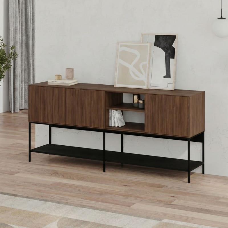 Kenvor Konsol 180x80x40 cm - Milano Walnut, Wood Black, Black - Möbler - Bord & matgrupp - Avlastningsbord & sidobord - Konsolbord & hallbord