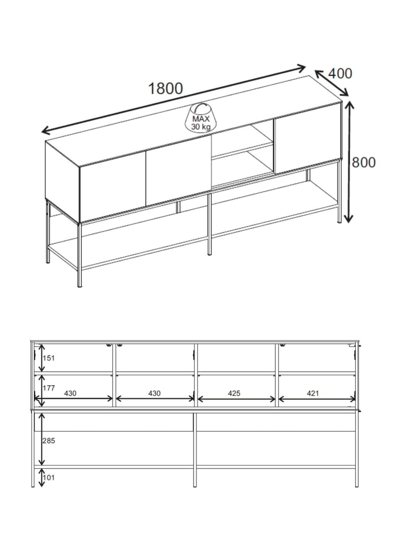 Kenvor Konsol 180x80x40 cm - Milano Walnut, Wood Black, Black - Möbler - Bord & matgrupp - Avlastningsbord & sidobord - Konsolbord & hallbord