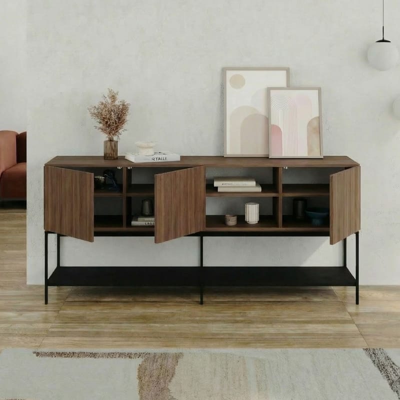 Kenvor Konsol 180x80x40 cm - Milano Walnut, Wood Black, Black - Möbler - Bord & matgrupp - Avlastningsbord & sidobord - Konsolbord & hallbord