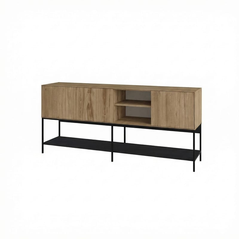 Kenvor Konsol 180x80x40 cm, Naturlig ek, Wood Black, svart