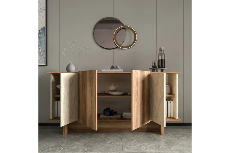 Konsol Diannare Travertin / Valnöt - Travertin / Valnöt - Möbler - Bord & matgrupp - Avlastningsbord & sidobord - Konsolbord & hallbord