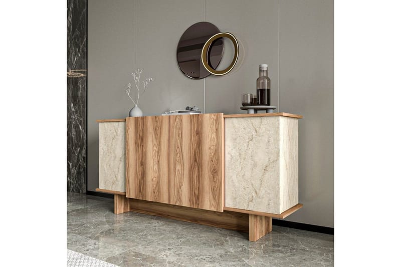 Konsol Diannare Travertin / Valnöt - Travertin / Valnöt - Möbler - Bord & matgrupp - Avlastningsbord & sidobord - Konsolbord & hallbord