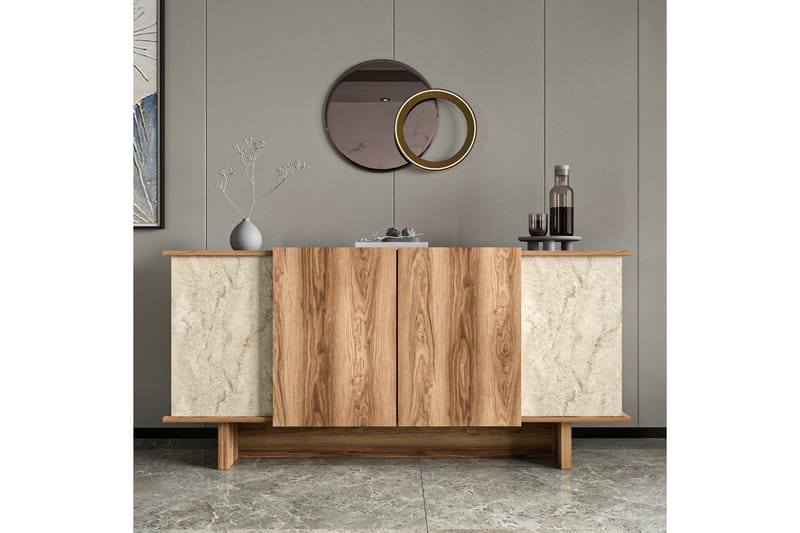 Konsol Diannare Travertin / Valnöt - Travertin / Valnöt - Möbler - Bord & matgrupp - Avlastningsbord & sidobord - Konsolbord & hallbord