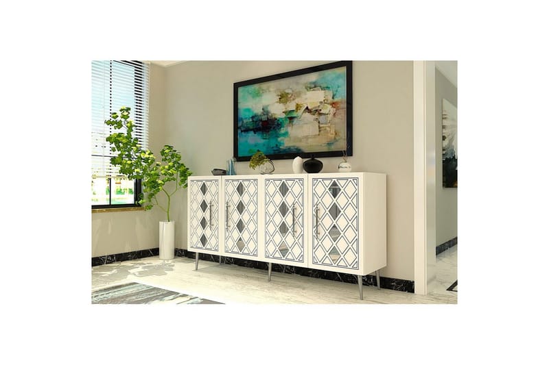 Konsol Ilna Vit / Argentu - Vit / Argentu - Möbler - Bord & matgrupp - Avlastningsbord & sidobord - Konsolbord & hallbord