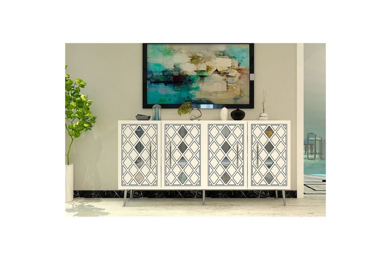 Konsol Ilna Vit / Argentu - Vit / Argentu - Möbler - Bord & matgrupp - Avlastningsbord & sidobord - Konsolbord & hallbord