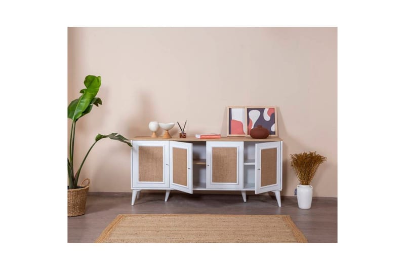 Konsol Jatinder Vit / Ek - Mediumfärgat trä/Vit - Möbler - Bord & matgrupp - Avlastningsbord & sidobord - Konsolbord & hallbord