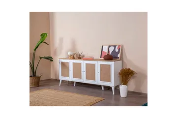 Konsol Jatinder Vit / Ek - Mediumfärgat trä/Vit - Möbler - Bord & matgrupp - Avlastningsbord & sidobord - Konsolbord & hallbord