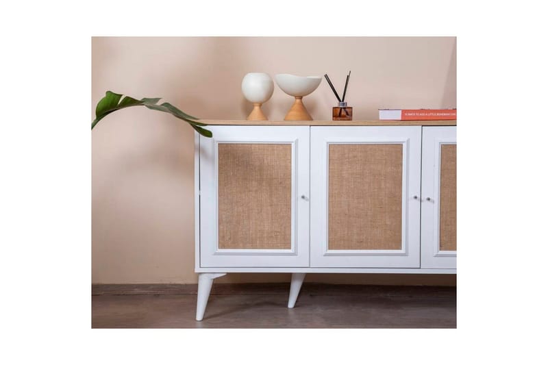 Konsol Jatinder Vit / Ek - Mediumfärgat trä/Vit - Möbler - Bord & matgrupp - Avlastningsbord & sidobord - Konsolbord & hallbord