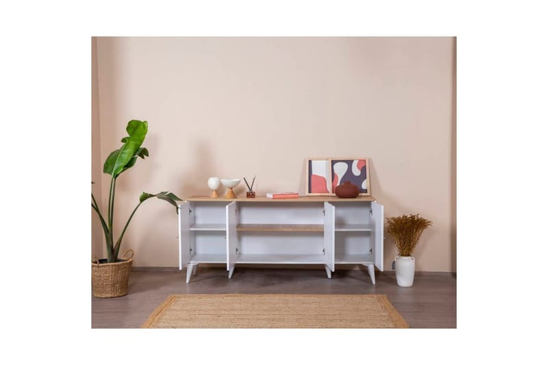 Konsol Jatinder Vit / Ek - Mediumfärgat trä/Vit - Möbler - Bord & matgrupp - Avlastningsbord & sidobord - Konsolbord & hallbord