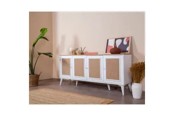 Konsol Jatinder Vit / Ek - Mediumfärgat trä/Vit - Möbler - Bord & matgrupp - Avlastningsbord & sidobord - Konsolbord & hallbord