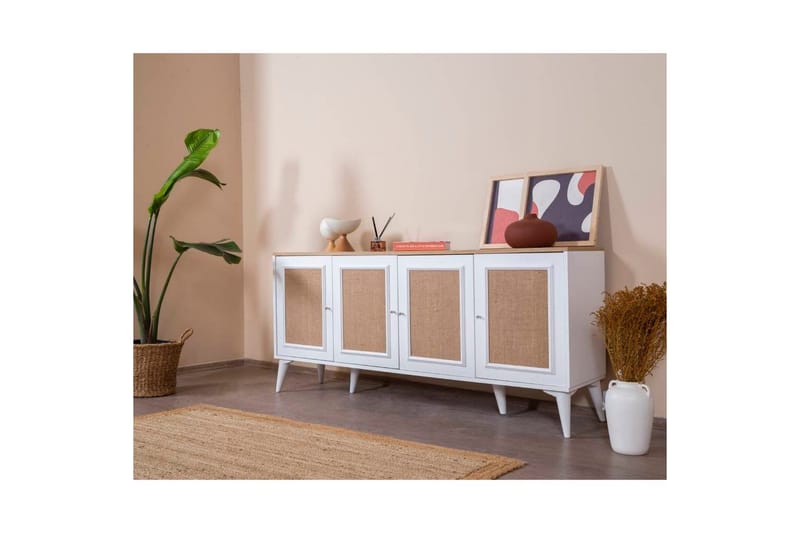 Konsol Jatinder Vit / Ek - Mediumfärgat trä/Vit - Möbler - Bord & matgrupp - Avlastningsbord & sidobord - Konsolbord & hallbord