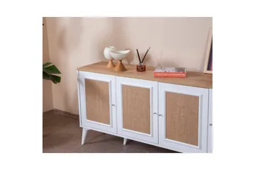 Konsol Jatinder Vit / Ek - Mediumfärgat trä/Vit - Möbler - Bord & matgrupp - Avlastningsbord & sidobord - Konsolbord & hallbord