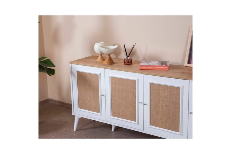 Konsol Jatinder Vit / Ek - Mediumfärgat trä/Vit - Möbler - Bord & matgrupp - Avlastningsbord & sidobord - Konsolbord & hallbord
