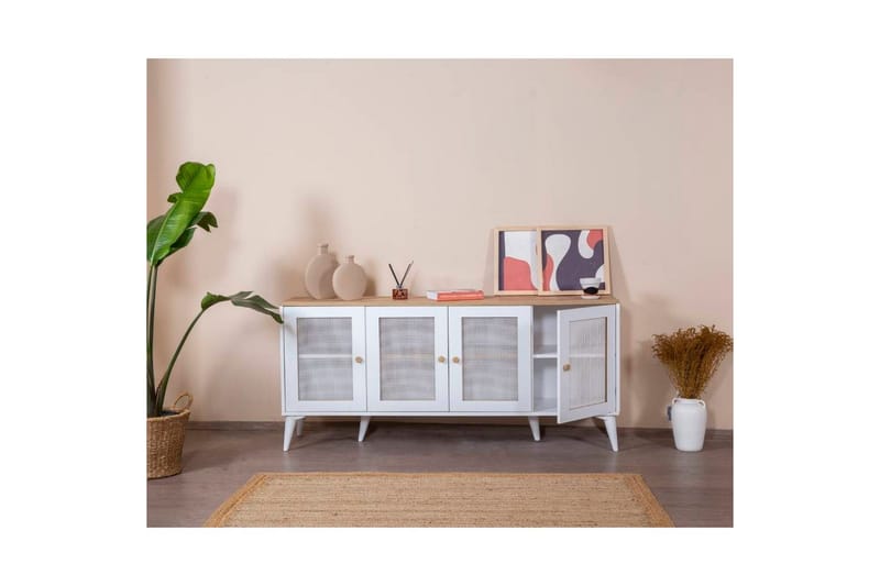 Konsol Mjudi Vit / Ek - Vit / Ek - Möbler - Bord & matgrupp - Avlastningsbord & sidobord - Konsolbord & hallbord