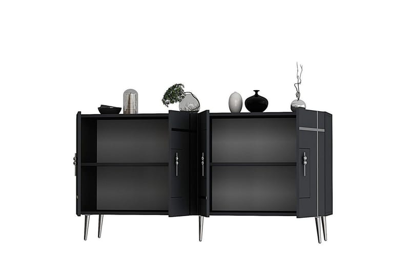 Konsol Safidonya Antracit / Argentu - Antracit / Argentu - Möbler - Bord & matgrupp - Avlastningsbord & sidobord - Konsolbord & hallbord