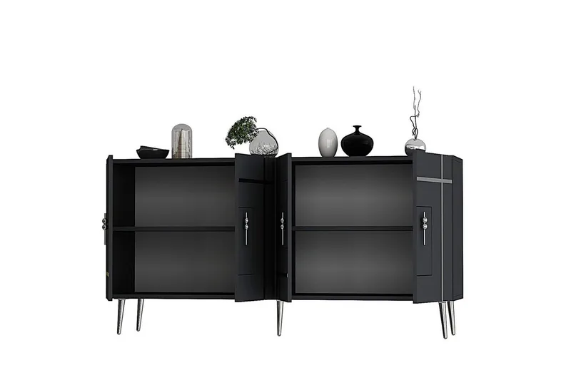 Konsol Safidonya Antracit / Argentu - Antracit / Argentu - Möbler - Bord & matgrupp - Avlastningsbord & sidobord - Konsolbord & hallbord