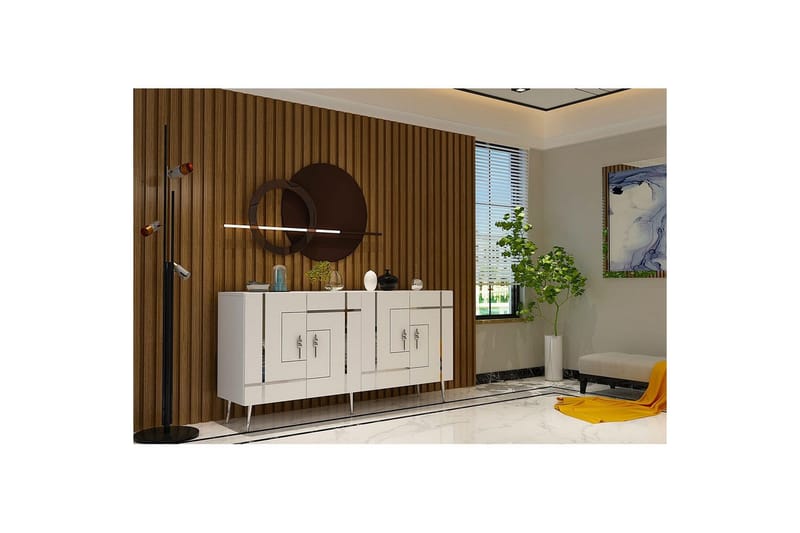 Konsol Safidonya Vit / Argentu - Vit / Argentu - Möbler - Bord & matgrupp - Avlastningsbord & sidobord - Konsolbord & hallbord