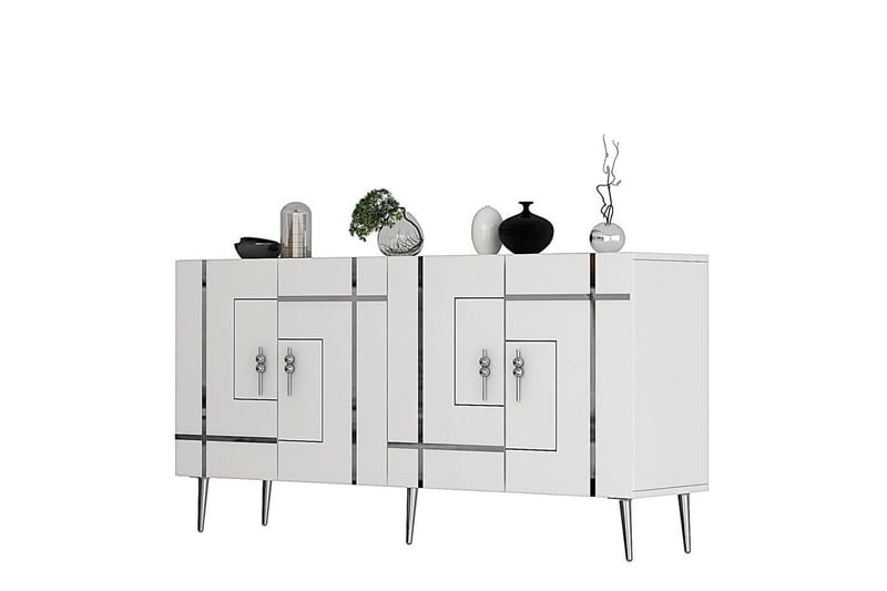 Konsol Safidonya Vit / Argentu - Vit / Argentu - Möbler - Bord & matgrupp - Avlastningsbord & sidobord - Konsolbord & hallbord