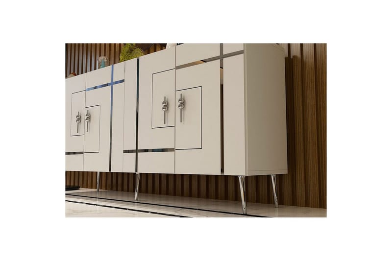 Konsol Safidonya Vit / Argentu - Vit / Argentu - Möbler - Bord & matgrupp - Avlastningsbord & sidobord - Konsolbord & hallbord