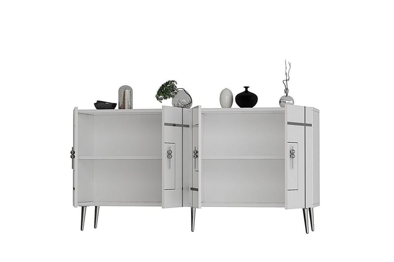 Konsol Safidonya Vit / Argentu - Vit / Argentu - Möbler - Bord & matgrupp - Avlastningsbord & sidobord - Konsolbord & hallbord