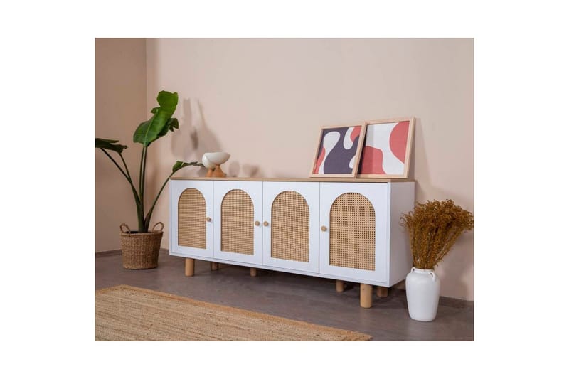 Konsol Terra Vit / Ek - Mediumfärgat trä/Vit - Möbler - Bord & matgrupp - Avlastningsbord & sidobord - Konsolbord & hallbord