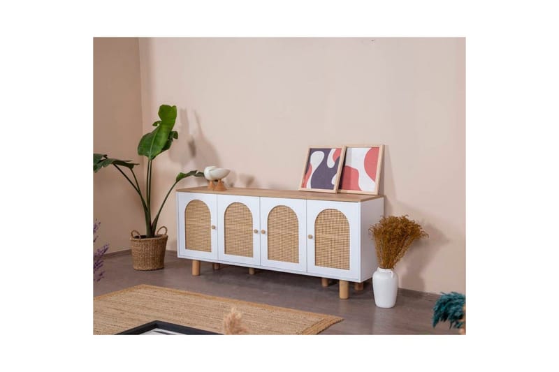 Konsol Terra Vit / Ek - Mediumfärgat trä/Vit - Möbler - Bord & matgrupp - Avlastningsbord & sidobord - Konsolbord & hallbord