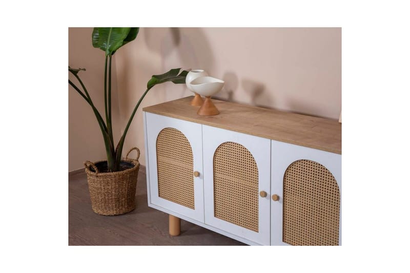 Konsol Terra Vit / Ek - Mediumfärgat trä/Vit - Möbler - Bord & matgrupp - Avlastningsbord & sidobord - Konsolbord & hallbord