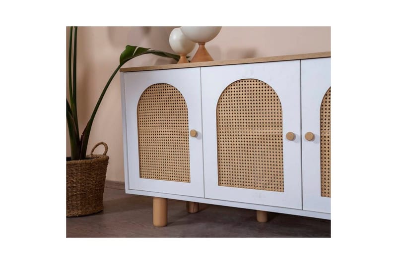 Konsol Terra Vit / Ek - Mediumfärgat trä/Vit - Möbler - Bord & matgrupp - Avlastningsbord & sidobord - Konsolbord & hallbord