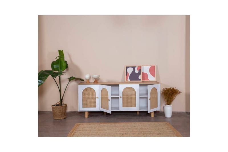 Konsol Terra Vit / Ek - Mediumfärgat trä/Vit - Möbler - Bord & matgrupp - Avlastningsbord & sidobord - Konsolbord & hallbord