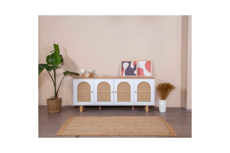 Konsol Terra Vit / Ek - Mediumfärgat trä/Vit - Möbler - Bord & matgrupp - Avlastningsbord & sidobord - Konsolbord & hallbord