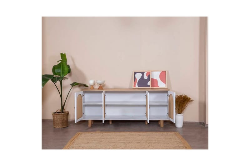 Konsol Terra Vit / Ek - Mediumfärgat trä/Vit - Möbler - Bord & matgrupp - Avlastningsbord & sidobord - Konsolbord & hallbord