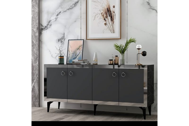 Konsol Petrolla Svart Marmor / Antracit / Argentu - Svart Marmor / Antracit / Argentu - Möbler - Bord & matgrupp - Avlastningsbord & sidobord - Konsolbord & hallbord