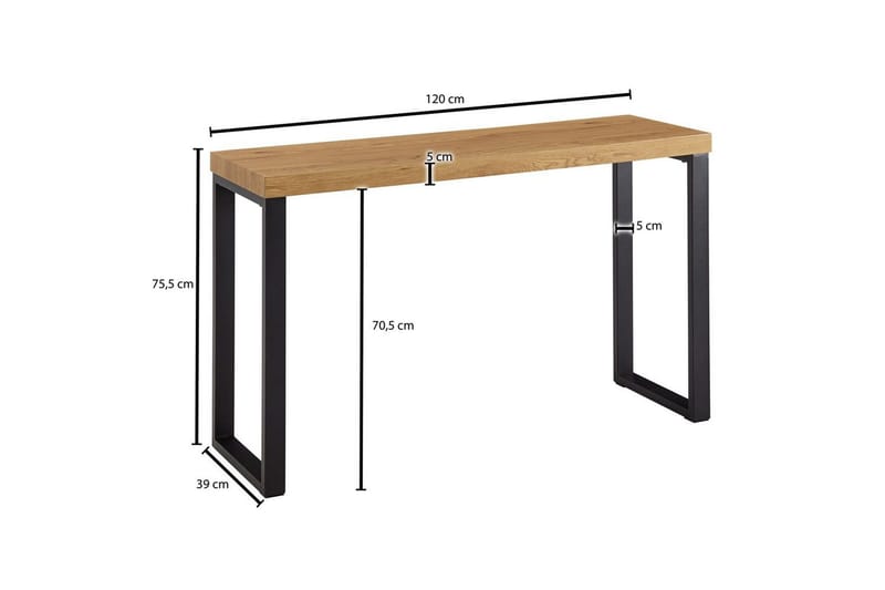 Konsolbord Wohnling 120 cm modern konsol med metallben Brun - Brun - Möbler - Bord & matgrupp - Avlastningsbord & sidobord - Konsolbord & hallbord