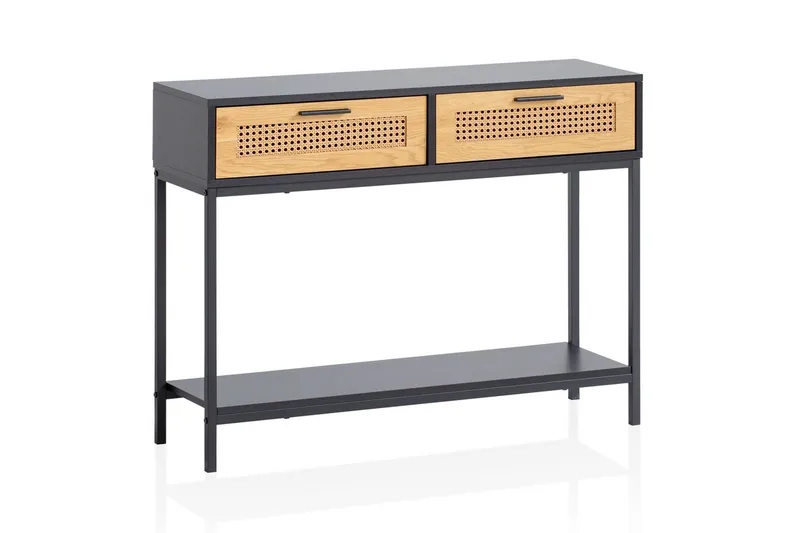 Konsolbord Wohnling Massivt trä 100 cm 2 lådor industrihus stil med Wienerkorg - Möbler - Bord & matgrupp - Avlastningsbord & sidobord - Konsolbord & hallbord