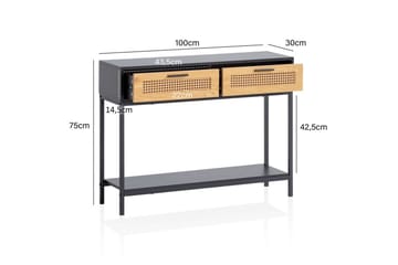 Konsolbord Wohnling Massivt trä 100 cm 2 lådor industrihus stil med Wienerkorg - Möbler - Bord & matgrupp - Avlastningsbord & sidobord - Konsolbord & hallbord