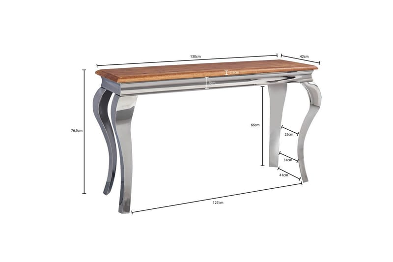 Konsolbord Wohnling Massivt trä 130 cm krom metallben lantstil - Möbler - Bord & matgrupp - Avlastningsbord & sidobord - Konsolbord & hallbord