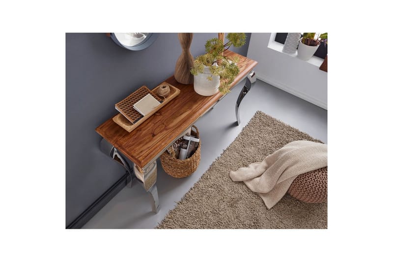 Konsolbord Wohnling Massivt trä 130 cm krom metallben lantstil - Möbler - Bord & matgrupp - Avlastningsbord & sidobord - Konsolbord & hallbord