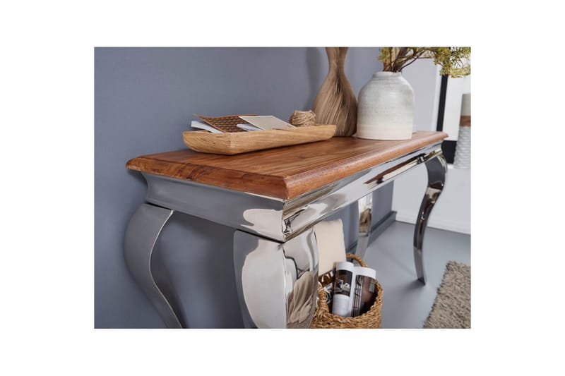 Konsolbord Wohnling Massivt trä 130 cm krom metallben lantstil - Möbler - Bord & matgrupp - Avlastningsbord & sidobord - Konsolbord & hallbord