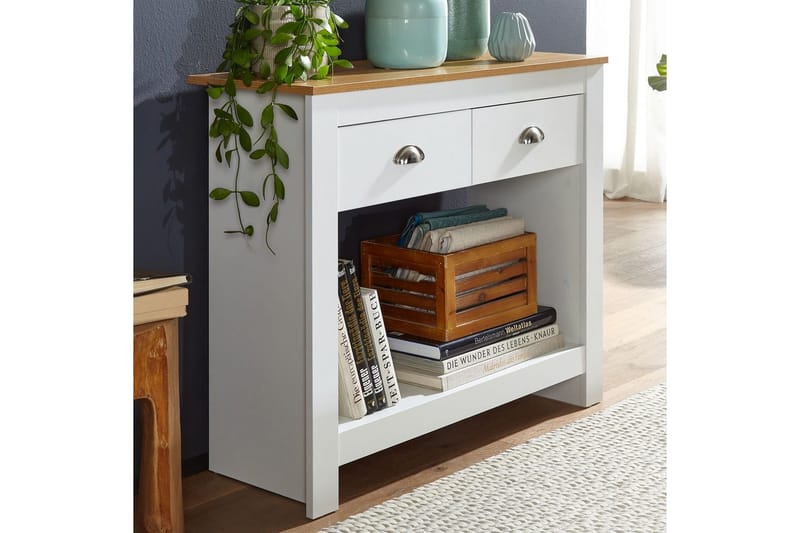 Konsolbord Wohnling Massivt trä ek tvåfärgad 85 cm 2 lådor modern husstil - Möbler - Bord & matgrupp - Avlastningsbord & sidobord - Konsolbord & hallbord