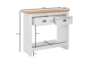 Konsolbord Wohnling Massivt trä ek tvåfärgad 85 cm 2 lådor modern husstil - Möbler - Bord & matgrupp - Avlastningsbord & sidobord - Konsolbord & hallbord