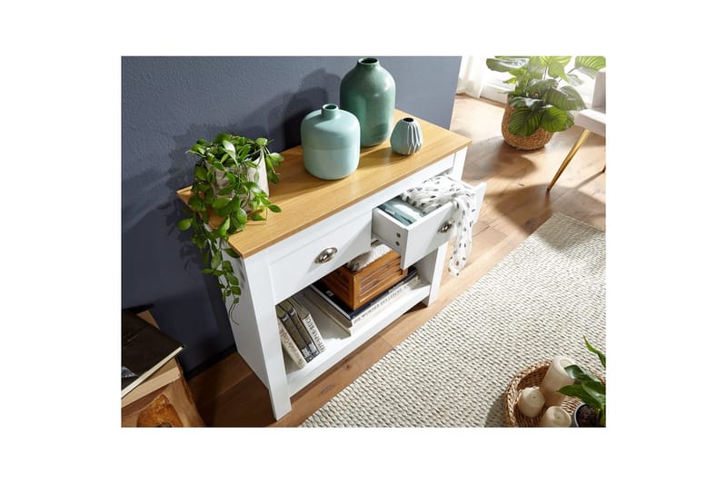 Konsolbord Wohnling Massivt trä ek tvåfärgad 85 cm 2 lådor modern husstil - Möbler - Bord & matgrupp - Avlastningsbord & sidobord - Konsolbord & hallbord